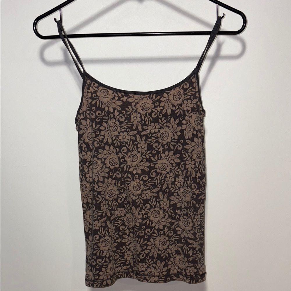 AEROSOLES Black and Tan Floral Camisole